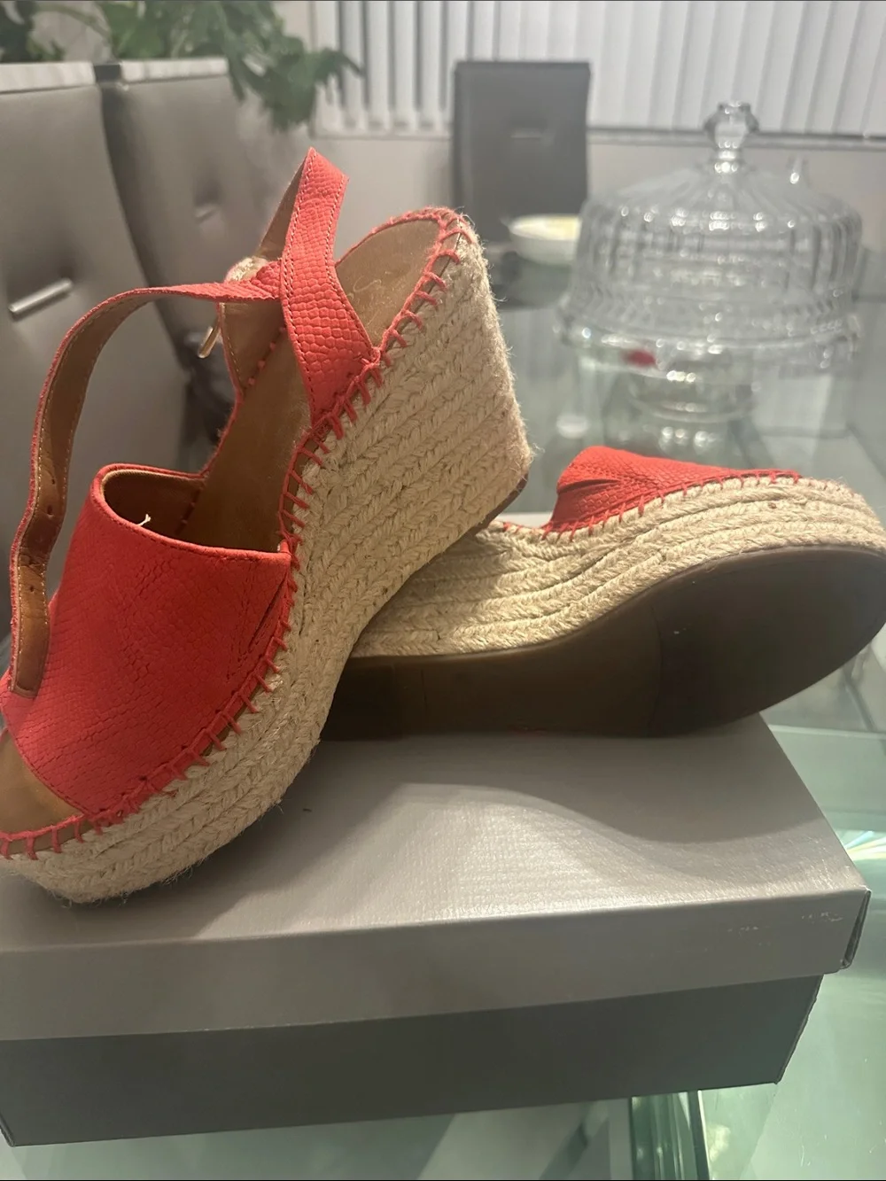 Franco Sarto Red Open-Toe Espadrille Wedge Sandal